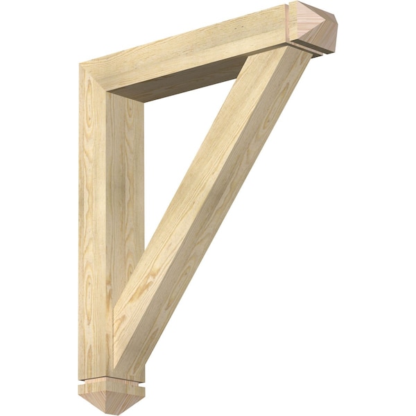 Ekena Millwork Traditional Arts and Crafts Rough Sawn Bracket w/ Offset Brace, Douglas Fir, 6"W x 32"D x 38"H BKT0604X32X38TRA03RDF - main
